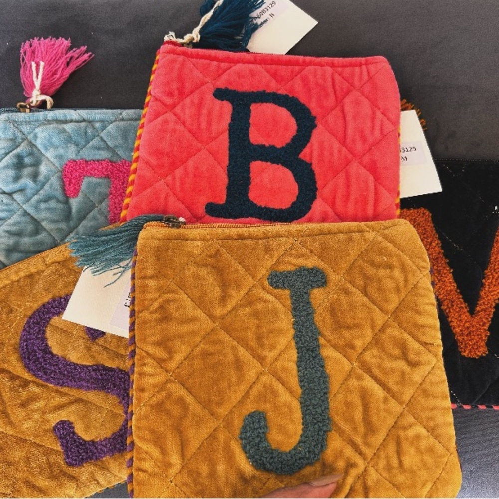Colorful Quilted Initial Pouches